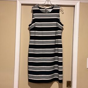 Christopher & Banks knit Dress 16 Chic Striped Sleeveless Dress in Black & White